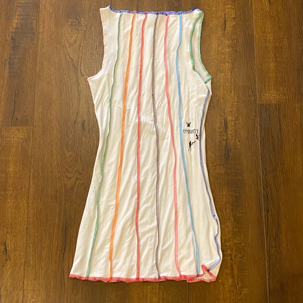 SOLD OMIGHTY white rainbow mini dress